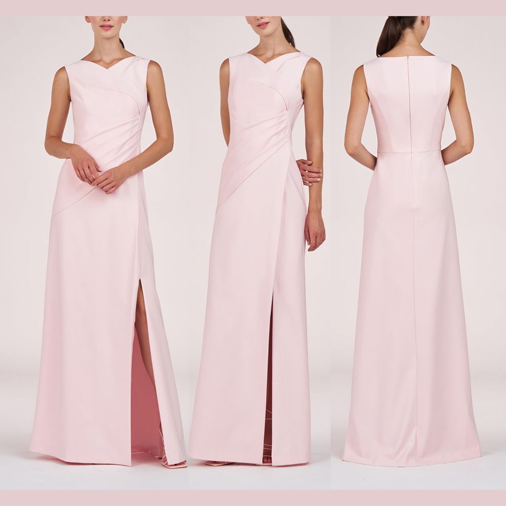 NWD $318 Kay Unger [ 18 ] Nicolette Sleeveless Crepe Gown in Pink Pearl‎